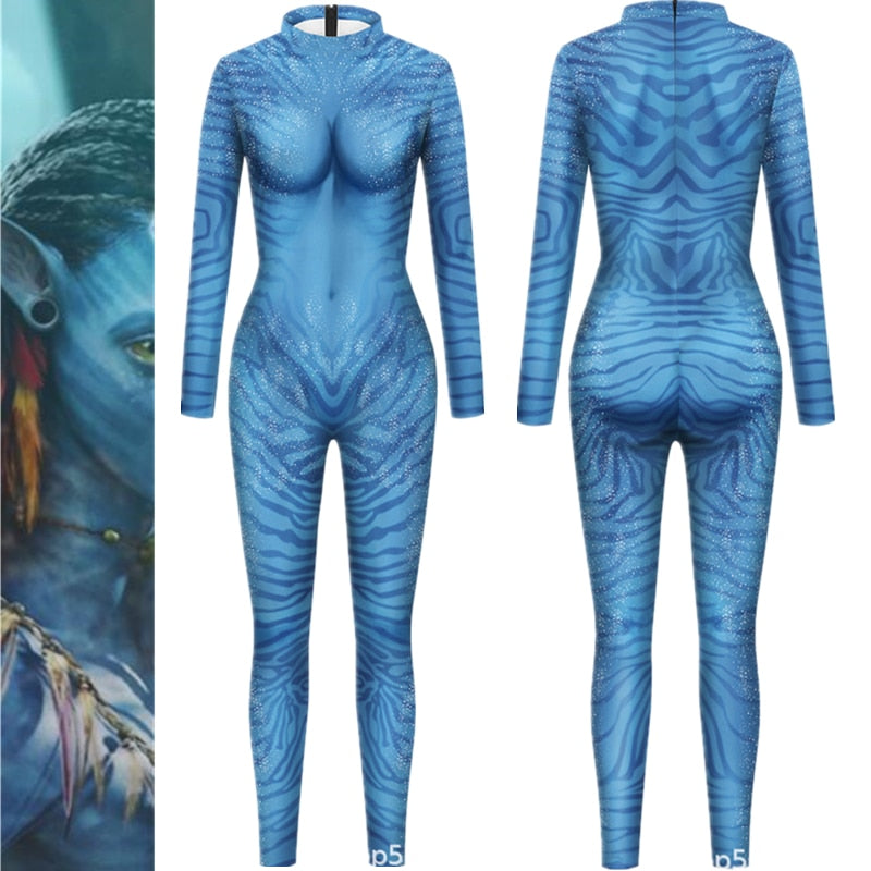 Halloween Spandex Zentai Lycra azul Bodysuits o Dia das Bruxas 