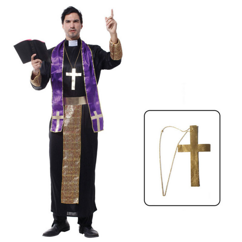 Trajes Pastor Cristão Clérigo para Cosplay