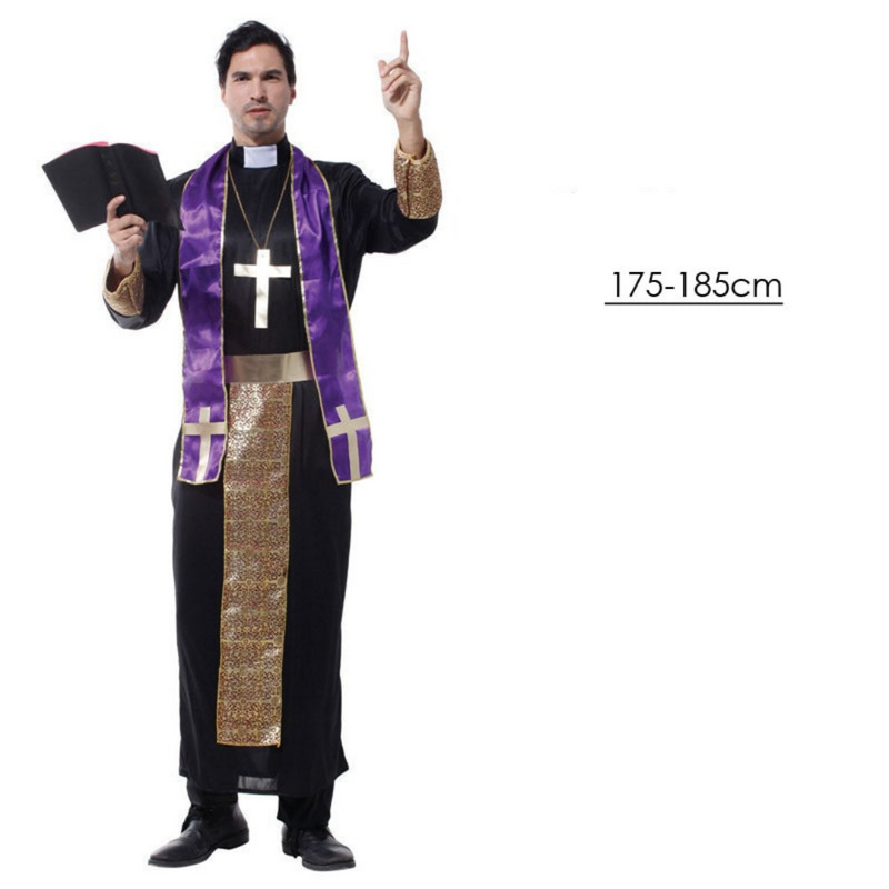 Trajes Pastor Cristão Clérigo para Cosplay