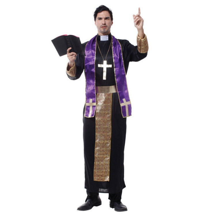 Trajes Pastor Cristão Clérigo para Cosplay