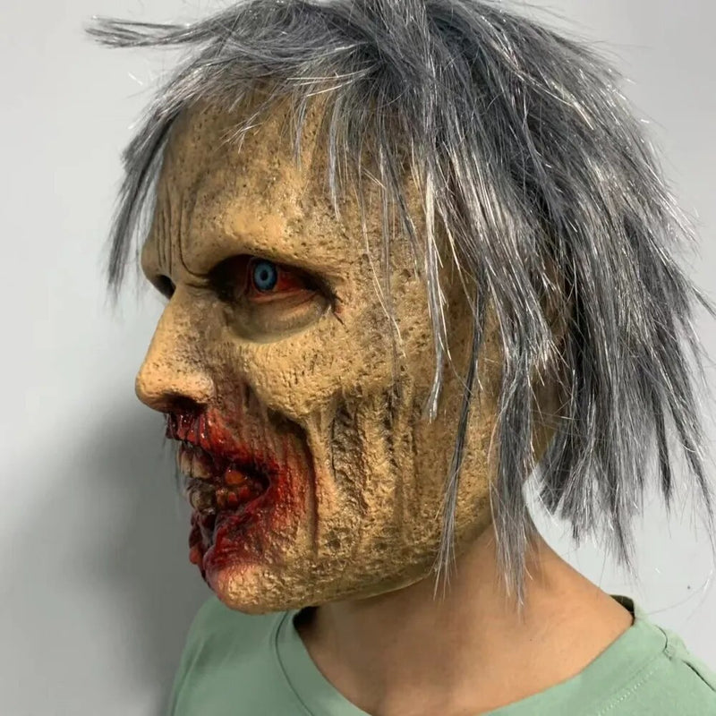 Máscara de zumbi sangrenta com cabelo Adulto