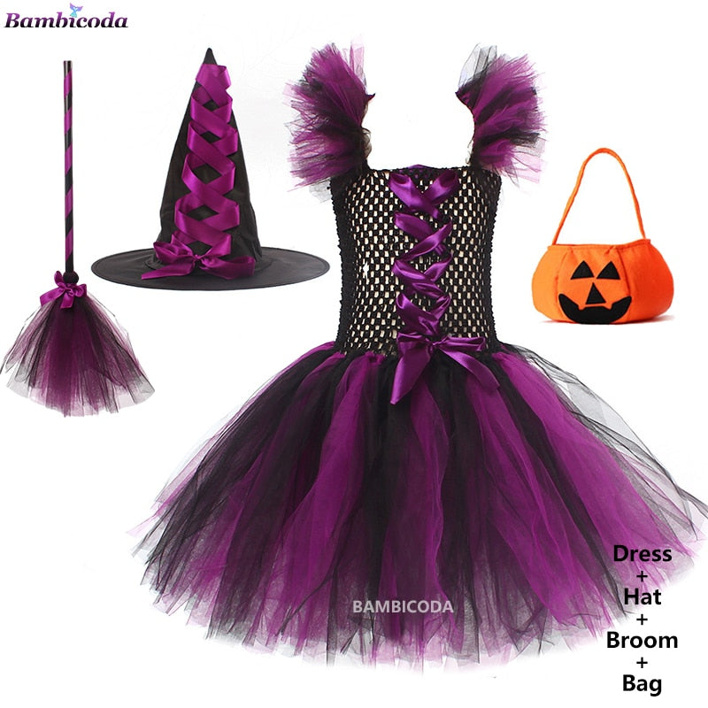 Traje de Bruxa Infantil para Halloween