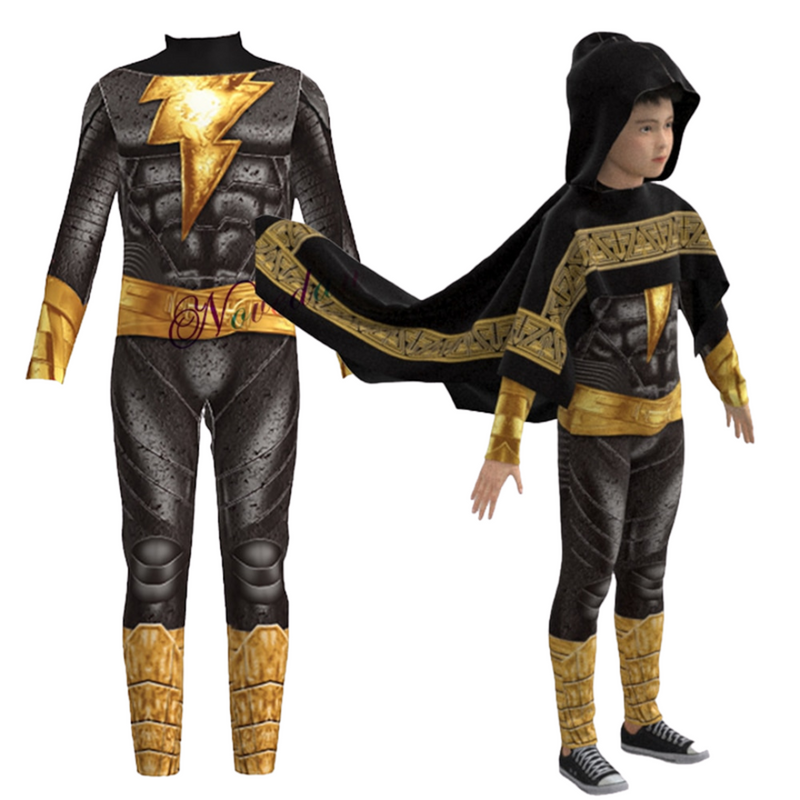 Adão Negro Cosplay Infantil (Terno+ Capa)