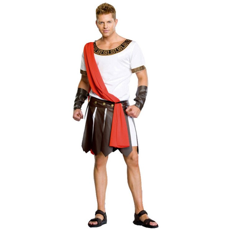 Adult Ancient Roman Greece Greek Warrior Soldier Gladiator Costume Great Caesar Costumes for Men Halloween Fancy Dress