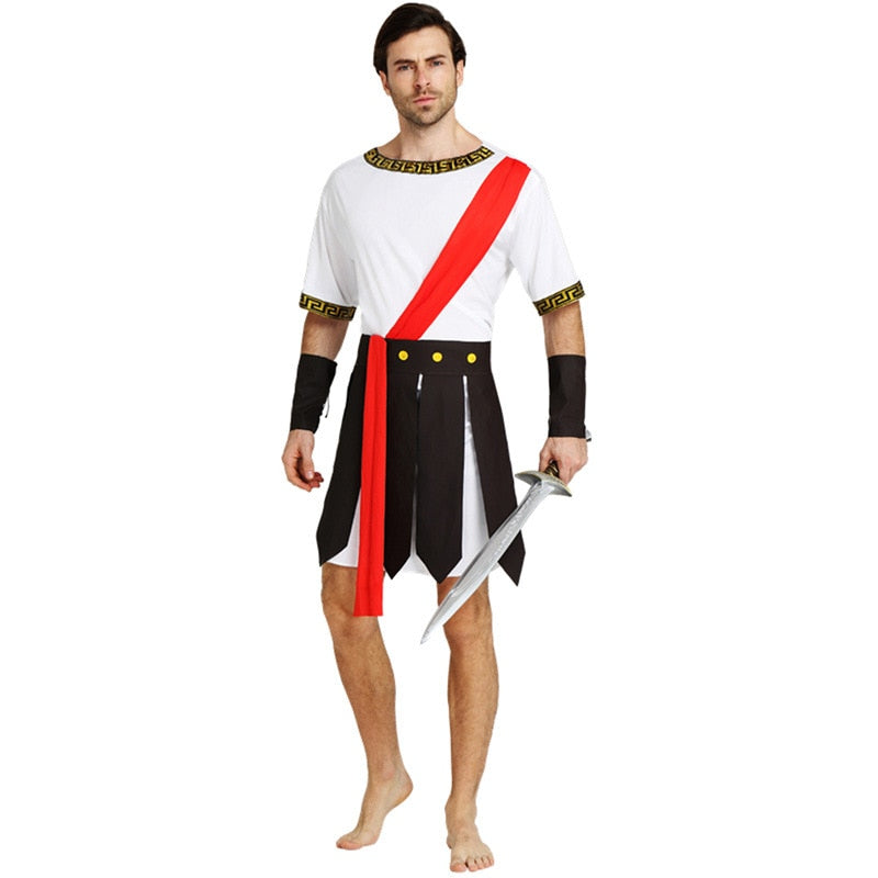 Adult Ancient Roman Greece Greek Warrior Soldier Gladiator Costume Great Caesar Costumes for Men Halloween Fancy Dress