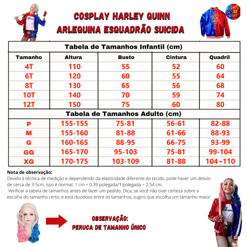 Cosplay Harley Quinn (Infantil e Adulto)