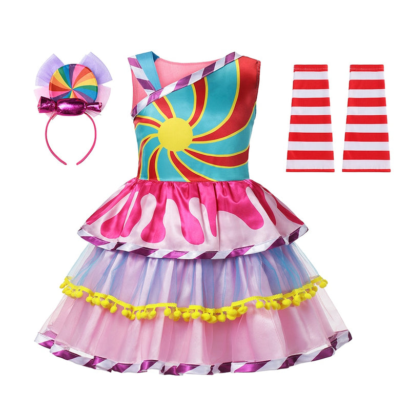 Fantasia arco-íris doce cosplay lollipop infantil